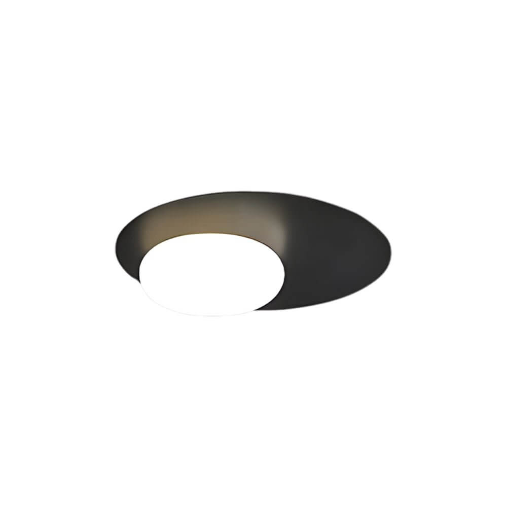 1-Light LED Oval Metal White Glass Flush Mount Ceiling Light - Modern Ceiling Fixture, Energy Efficient, Home Lighting, Stylish Design