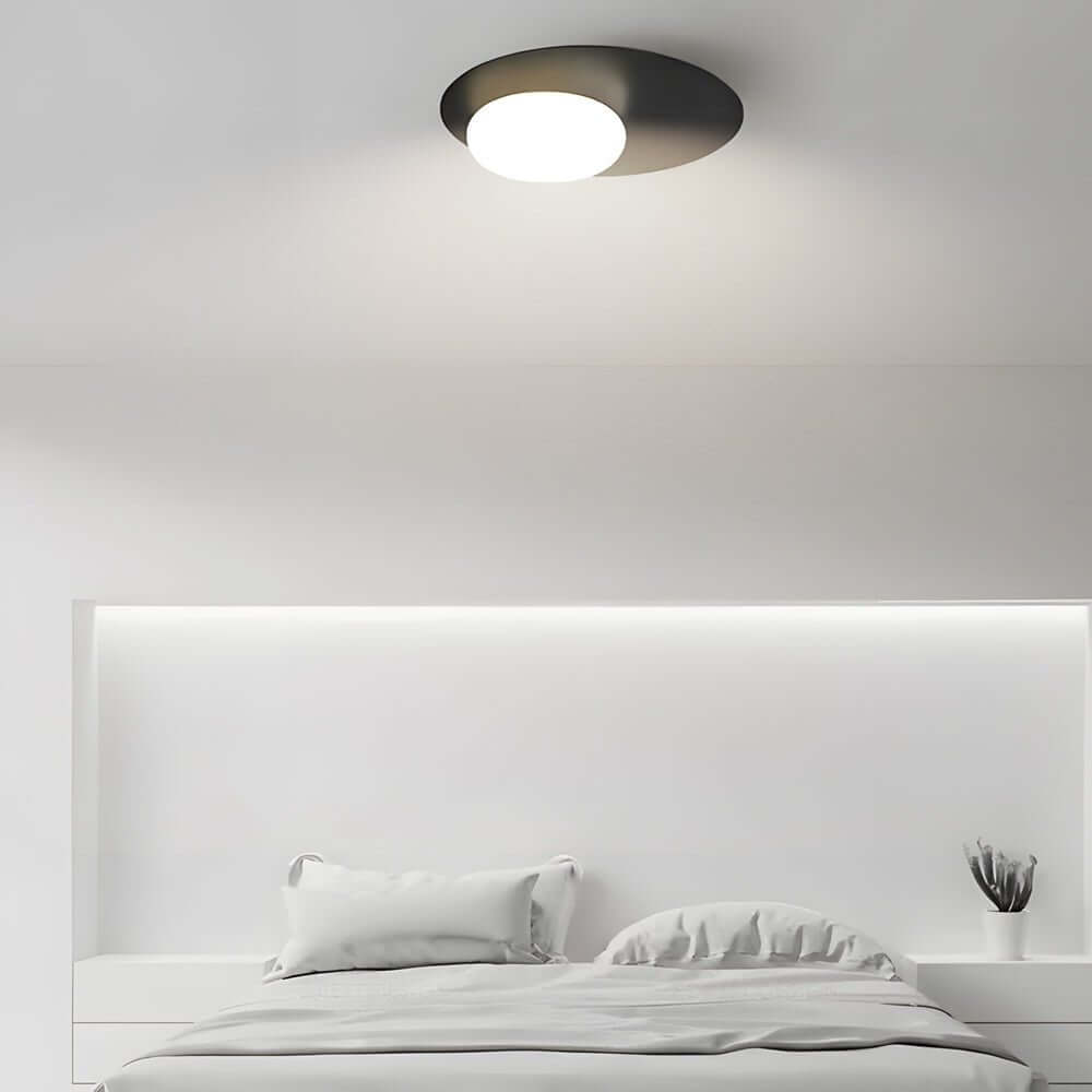 1-Light LED Oval Metal White Glass Flush Mount Ceiling Light - Modern Ceiling Fixture, Energy Efficient, Home Lighting, Stylish Design