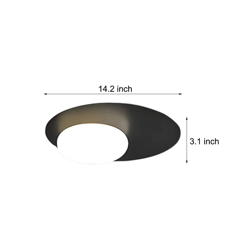 1-Light LED Oval Metal White Glass Flush Mount Ceiling Light - Modern Ceiling Fixture, Energy Efficient, Home Lighting, Stylish Design