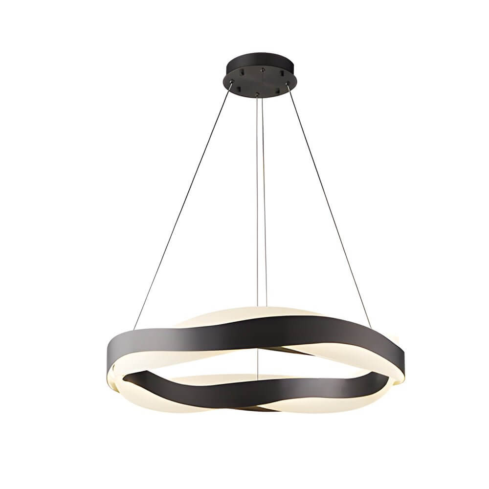 1-Light Wavy Round LED Pendant Light - Modern Ceiling Fixture, Adjustable Hanging Lamp, Decorative Lighting for Home and Office