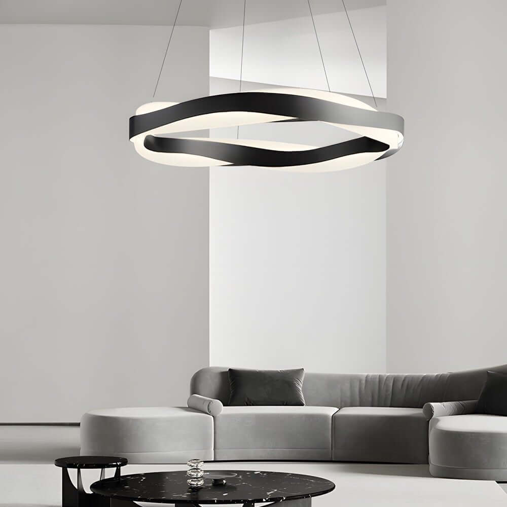1-Light Wavy Round LED Pendant Light - Modern Ceiling Fixture, Adjustable Hanging Lamp, Decorative Lighting for Home and Office