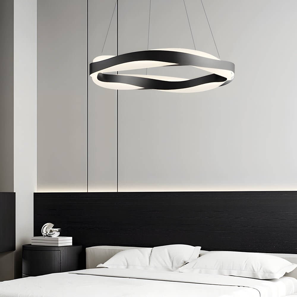 1-Light Wavy Round LED Pendant Light - Modern Ceiling Fixture, Adjustable Hanging Lamp, Decorative Lighting for Home and Office