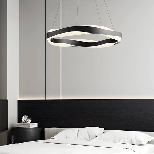 1-Light Wavy Round LED Pendant Light - Modern Ceiling Fixture, Adjustable Hanging Lamp, Decorative Lighting for Home and Office
