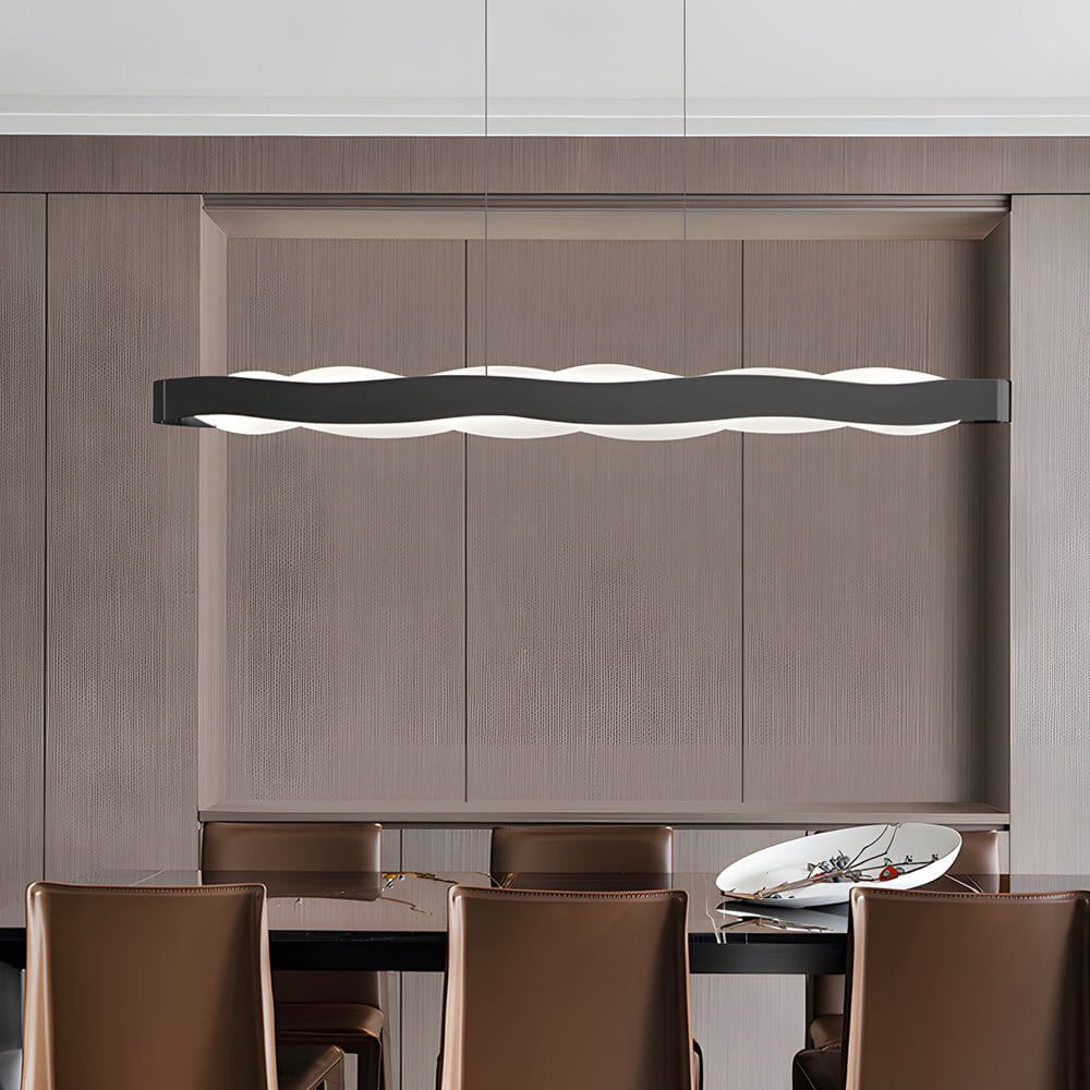 1-Light Wavy Round LED Pendant Light - Modern Ceiling Fixture, Adjustable Hanging Lamp, Decorative Lighting for Home and Office