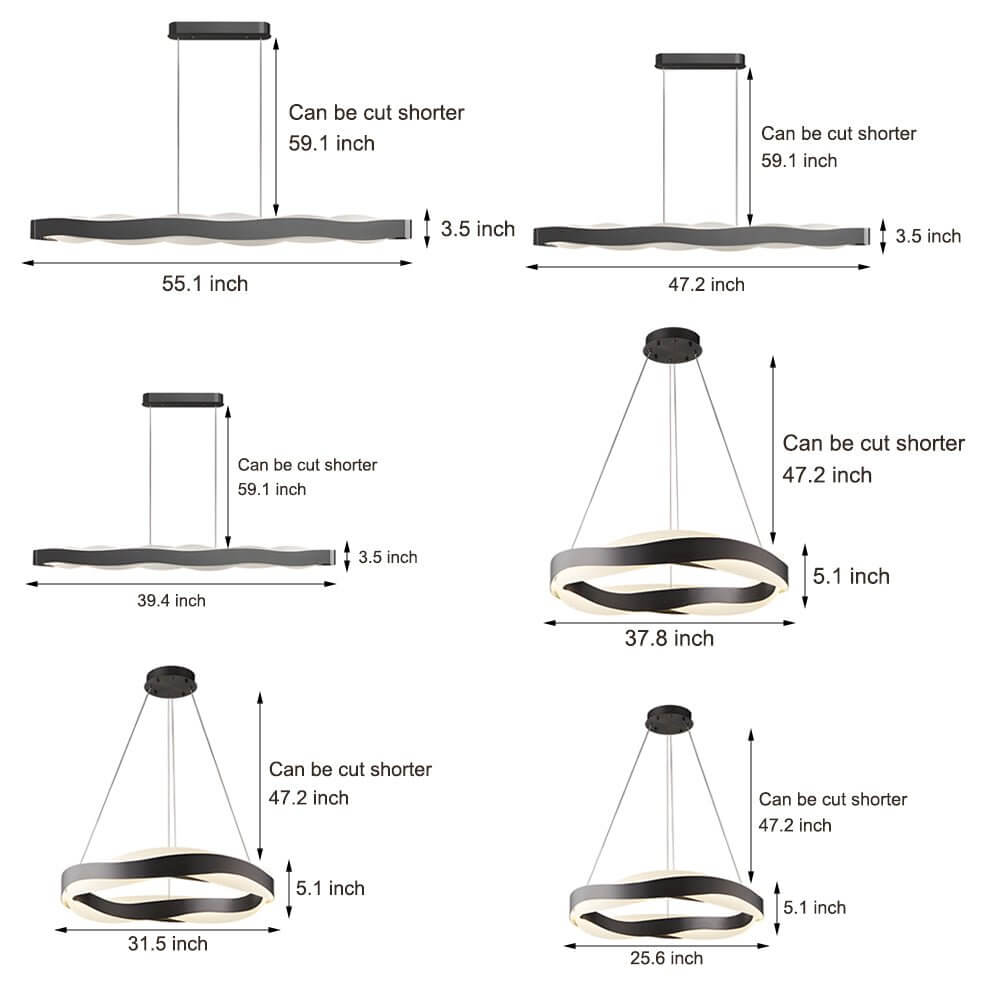 1-Light Wavy Round LED Pendant Light - Modern Ceiling Fixture, Adjustable Hanging Lamp, Decorative Lighting for Home and Office