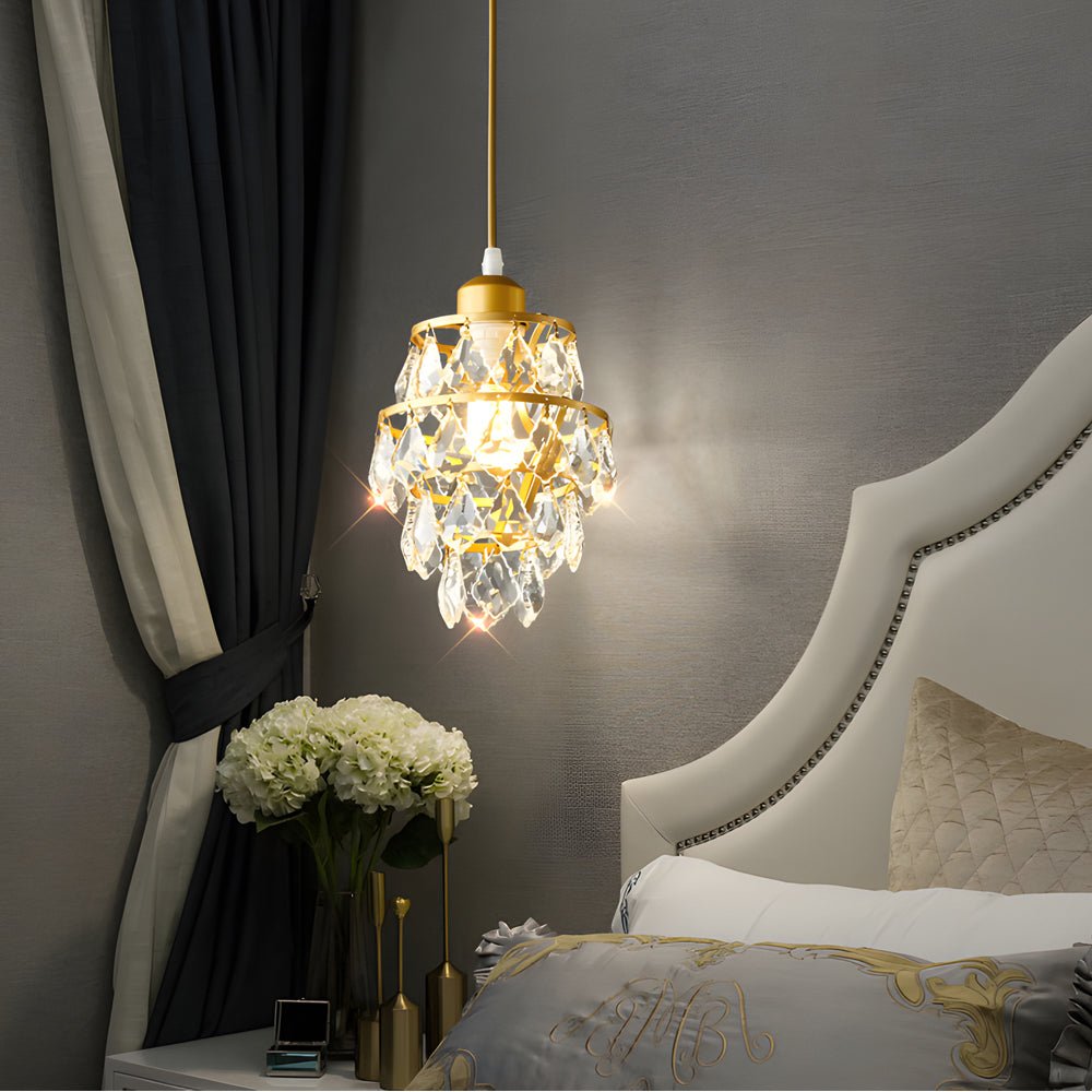 Mini Crystal Pendant Light - Modern Metal Ceiling Fixture, Contemporary Design, Elegant Hanging Light, Stylish Home Decor, Ideal for Dining Room & Kitchen