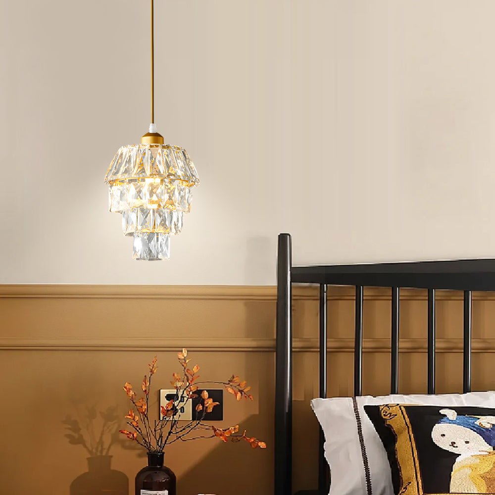 Mini Crystal Pendant Light - Modern Metal Ceiling Fixture, Contemporary Design, Elegant Hanging Light, Stylish Home Decor, Ideal for Dining Room & Kitchen
