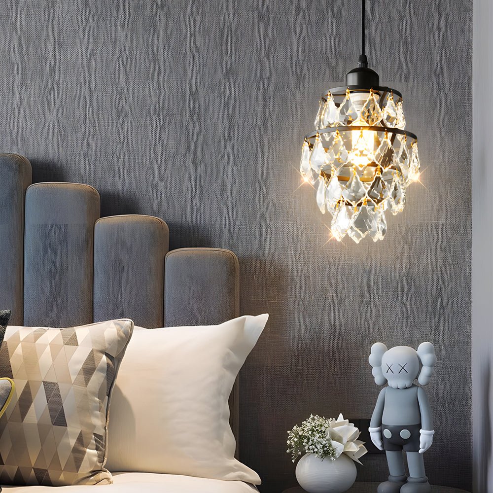 Mini Crystal Pendant Light - Modern Metal Ceiling Fixture, Contemporary Design, Elegant Hanging Light, Stylish Home Decor, Ideal for Dining Room & Kitchen