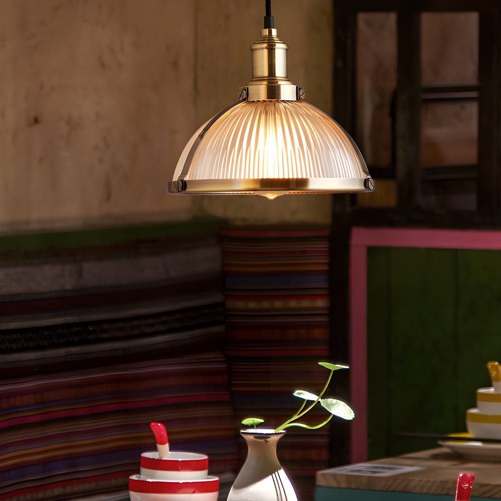Striped Glass Shade Tungsten Wire 40W Pendant Light