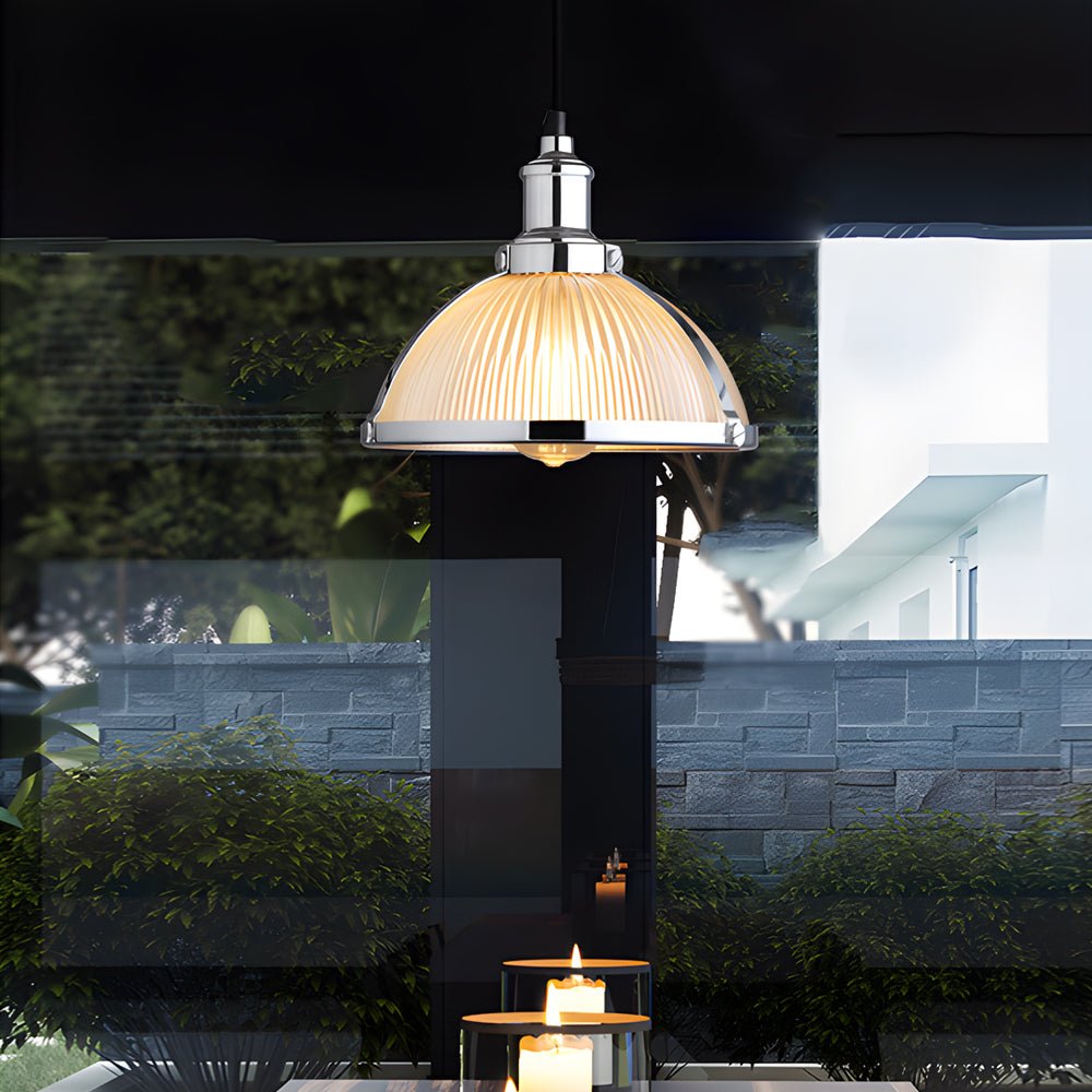 Striped Glass Shade Tungsten Wire 40W Pendant Light