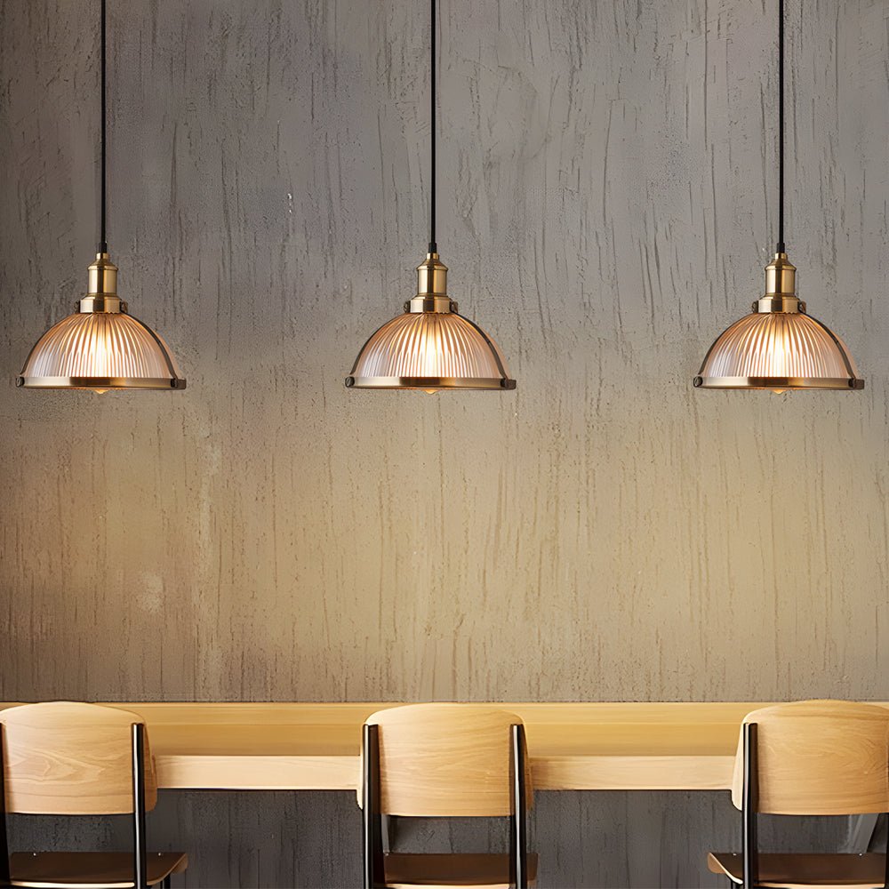 Striped Glass Shade Tungsten Wire 40W Pendant Light
