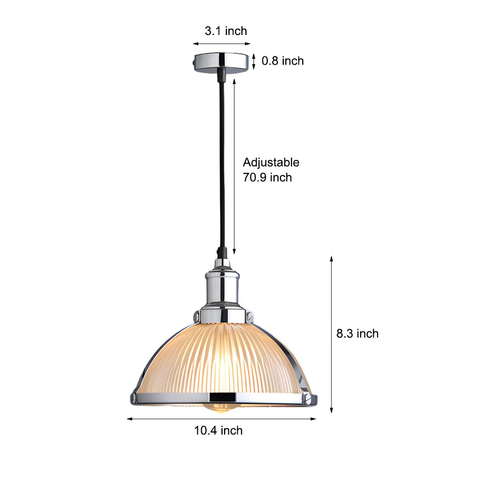 Striped Glass Shade Tungsten Wire 40W Pendant Light
