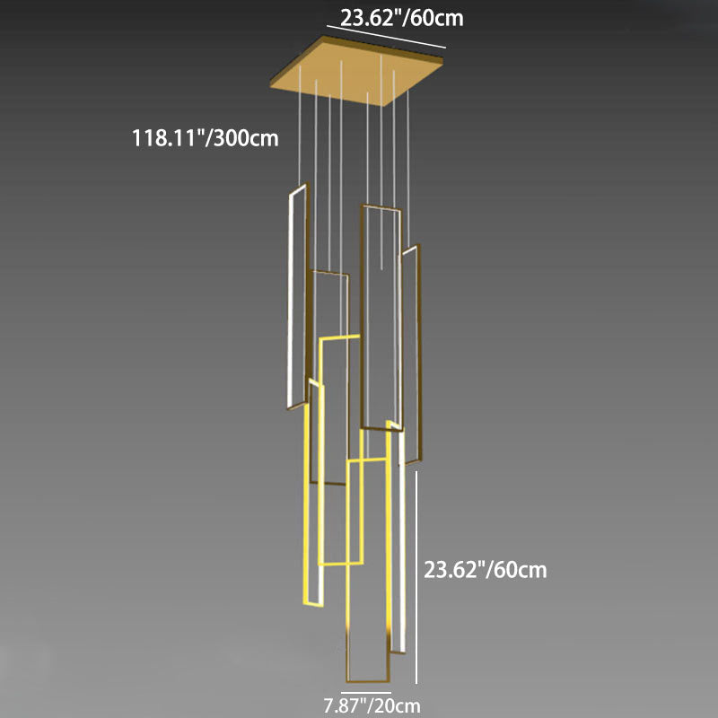 Modern Minimalist LED Chandelier - Iron, Aluminum & Silica Ceiling Plate for Stairway