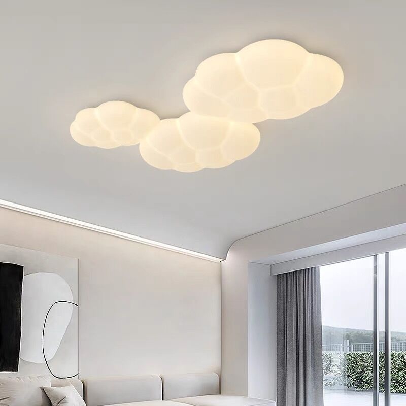 Contemporary Scandinavian Iron PE Cloud Shade LED Flush Mount Ceiling Light для Bedroom