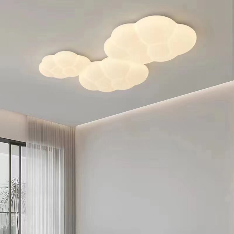 Contemporary Scandinavian Iron PE Cloud Shade LED Flush Mount Ceiling Light для Bedroom