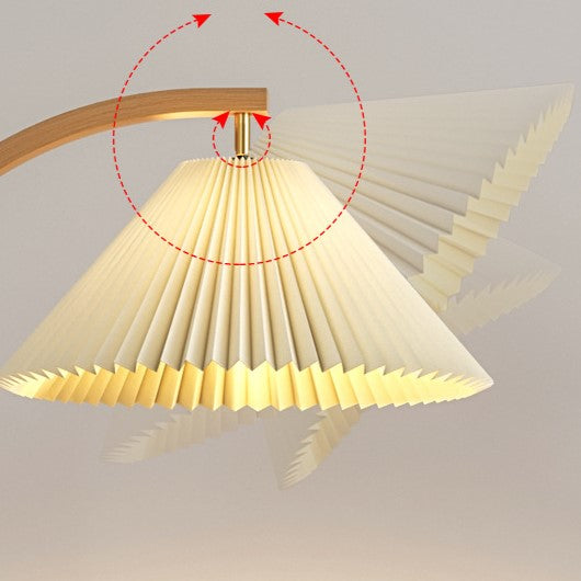 Modern Minimalist Pleated Fabric & Curved Iron 1-Light Floor Lamp for Living Room