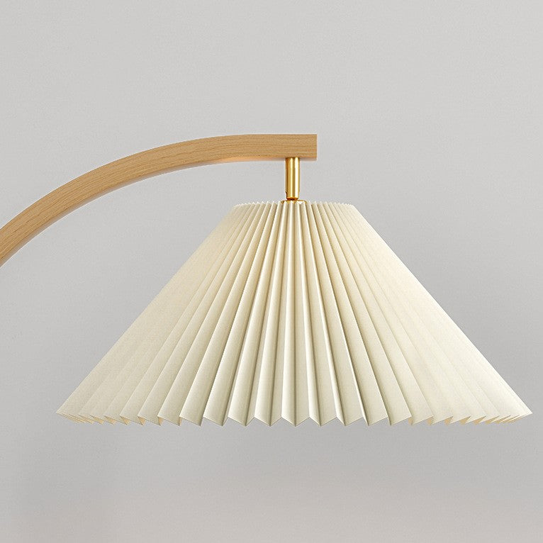 Modern Minimalist Pleated Fabric & Curved Iron 1-Light Floor Lamp for Living Room
