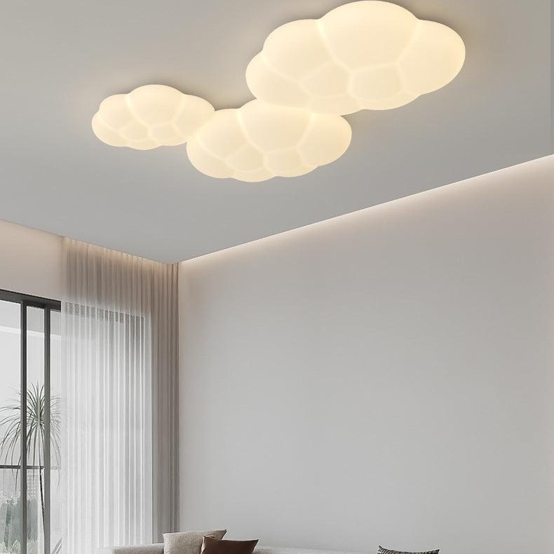 Contemporary Scandinavian Iron PE Cloud Shade LED Flush Mount Ceiling Light для Bedroom