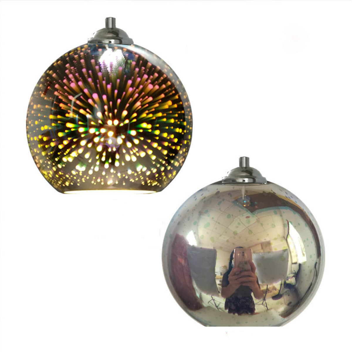 Colorful 3D Fireworks Glass Pendant Light - Modern Dome 1-Light Design