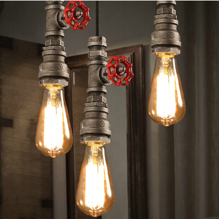 Industrial Retro Aged Metal Water Pipe 1-Light Pendant Light
