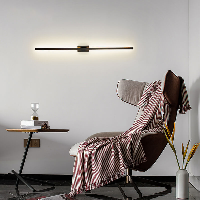 Nordic Minimalist Black Linear LED Mirror Wall Sconce Lamp