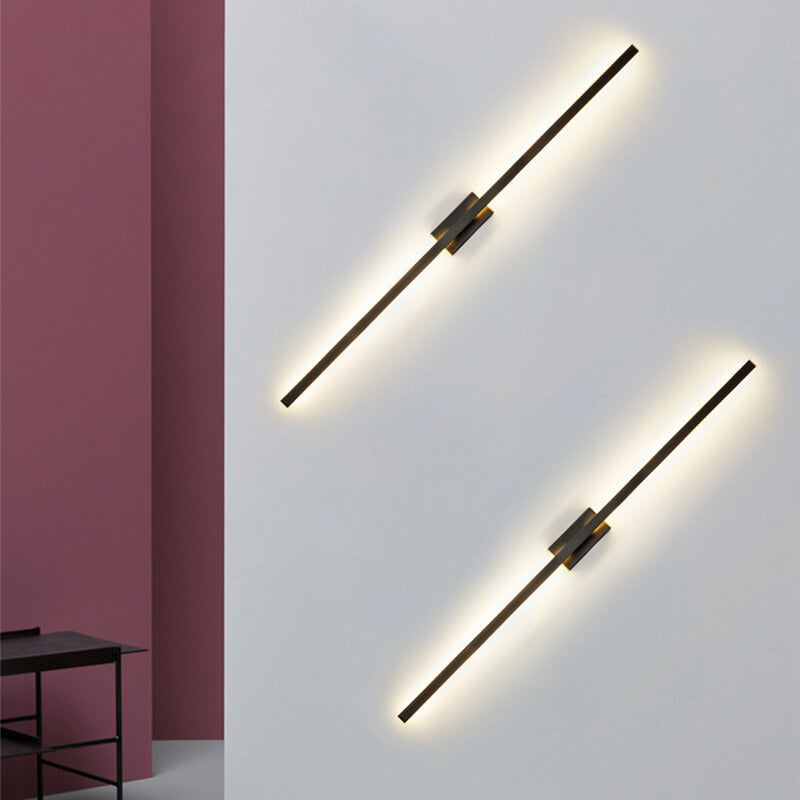 Nordic Minimalist Black Linear LED Mirror Wall Sconce Lamp