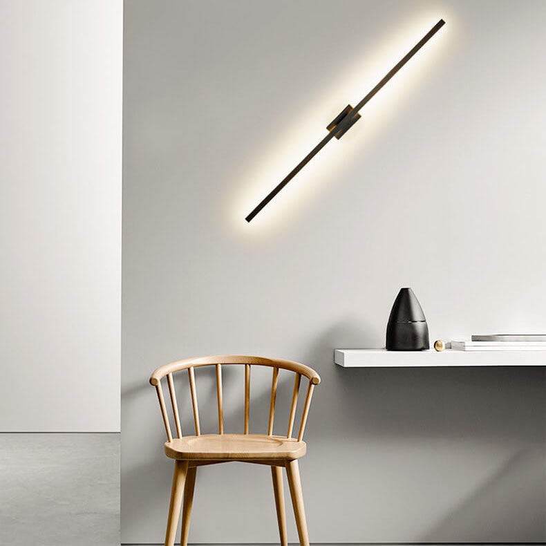 Nordic Minimalist Black Linear LED Mirror Wall Sconce Lamp