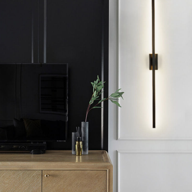 Nordic Minimalist Black Linear LED Mirror Wall Sconce Lamp