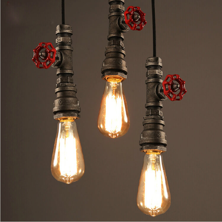 Industrial Retro Aged Metal Water Pipe 1-Light Pendant Light