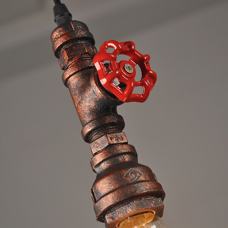 Industrial Retro Aged Metal Water Pipe 1-Light Pendant Light