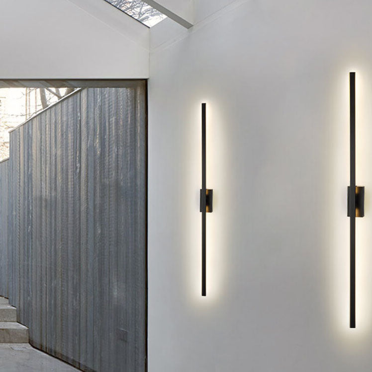 Nordic Minimalist Black Linear LED Mirror Wall Sconce Lamp