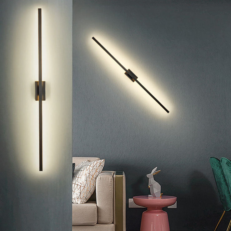 Nordic Minimalist Black Linear LED Mirror Wall Sconce Lamp