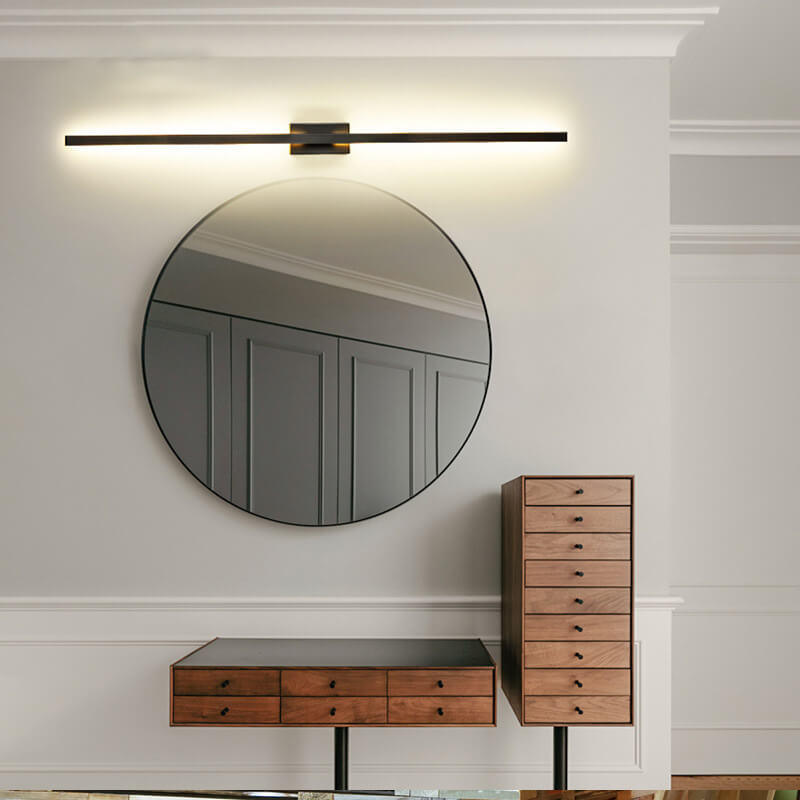 Nordic Minimalist Black Linear LED Mirror Wall Sconce Lamp
