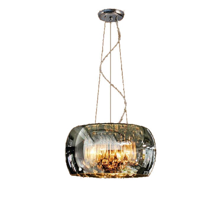 Modern Glass Shade Crystal 6-Light Chandelier - Elegant Lighting Fixture for Dining Room and Living Space