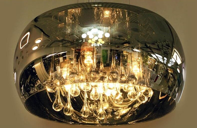 Modern Glass Shade Crystal 6-Light Chandelier - Elegant Lighting Fixture for Dining Room and Living Space