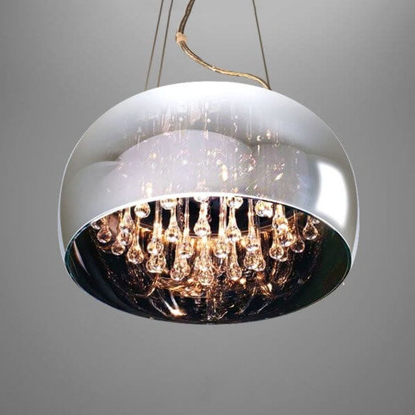 Modern Glass Shade Crystal 6-Light Chandelier - Elegant Lighting Fixture for Dining Room and Living Space