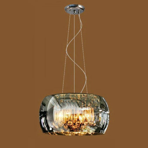 Modern Glass Shade Crystal 6-Light Chandelier - Elegant Lighting Fixture for Dining Room and Living Space