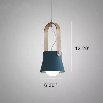 Modern Nordic Dome Wood Pendant Light with Carrying Handle