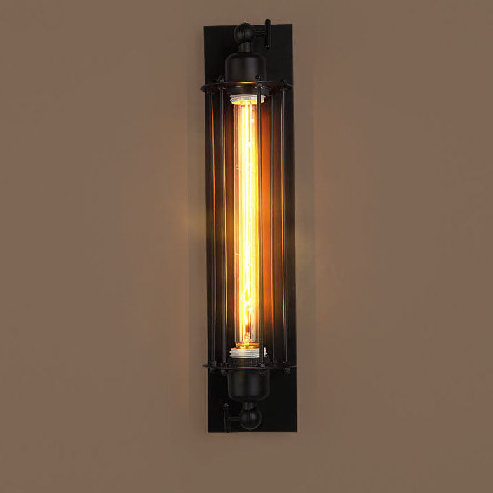 Contemporary Iron Rectangle Pencil-Shaped Wall Sconce - 1-Light for Living Room