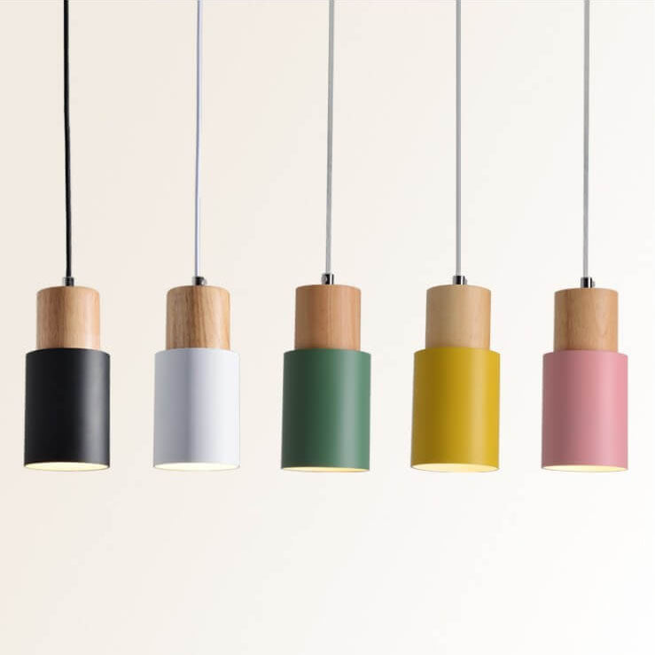 Nordic Macaron LED Pendant Light - Aluminum Cylinder Design, Modern Single Light Fixture
