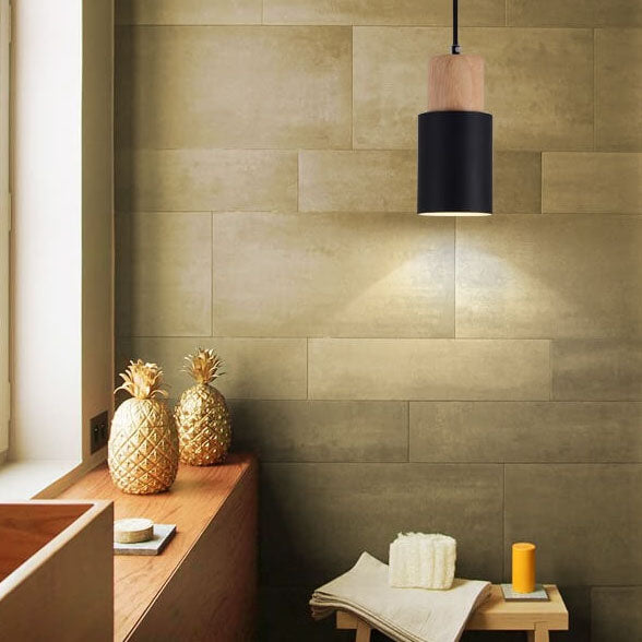 Nordic Macaron LED Pendant Light - Aluminum Cylinder Design, Modern Single Light Fixture