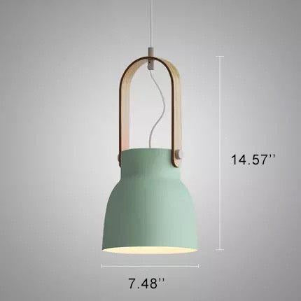 Modern Nordic Dome Wood Pendant Light with Carrying Handle