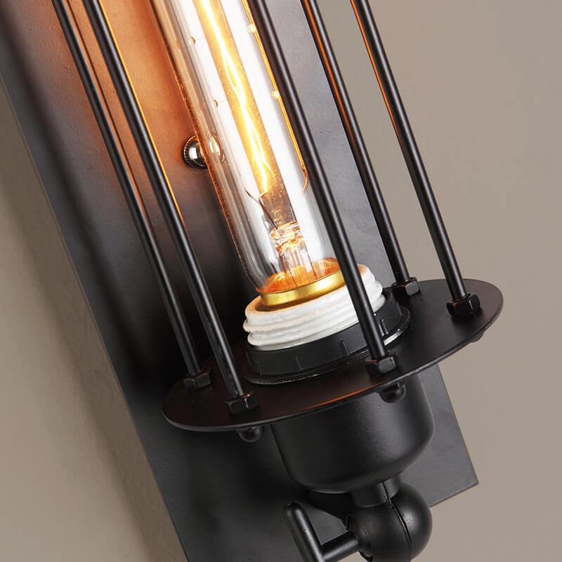 Contemporary Iron Rectangle Pencil-Shaped Wall Sconce - 1-Light for Living Room
