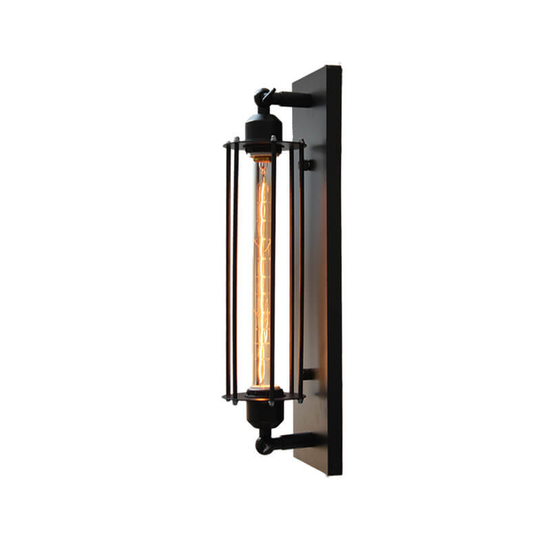 Contemporary Iron Rectangle Pencil-Shaped Wall Sconce - 1-Light for Living Room