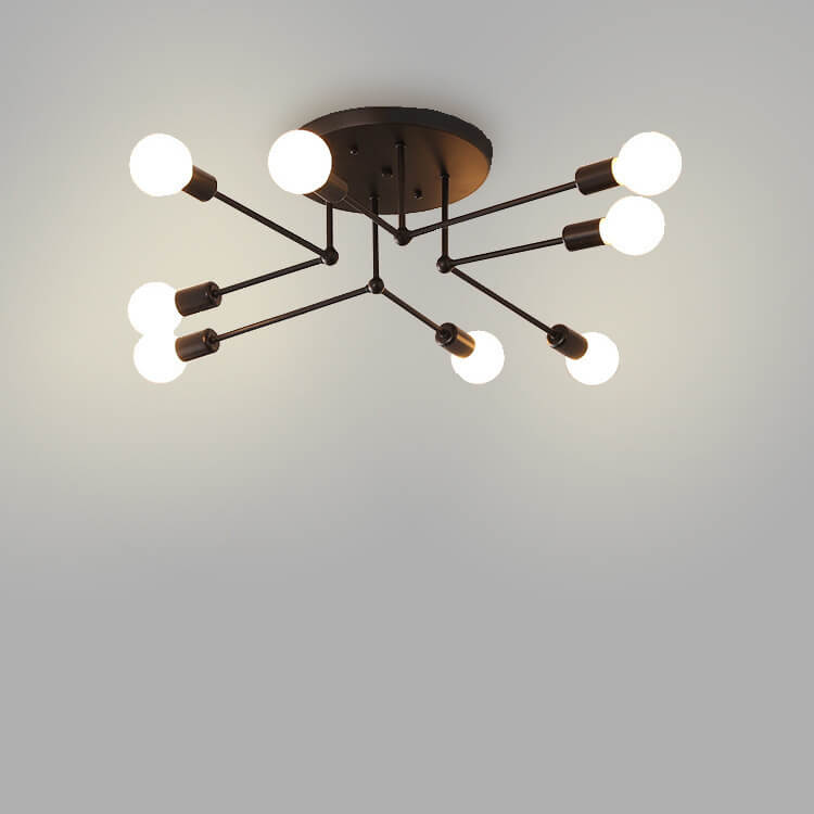 Industrial 6/8-Light Semi-Flush Mount Lighting Fixture