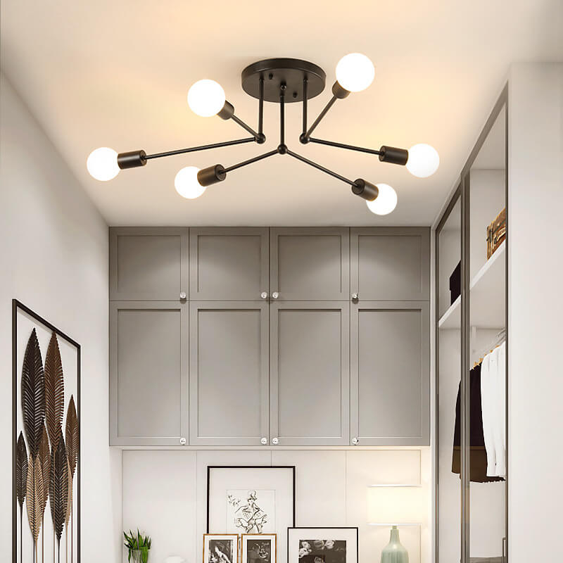 Industrial 6/8-Light Semi-Flush Mount Lighting Fixture