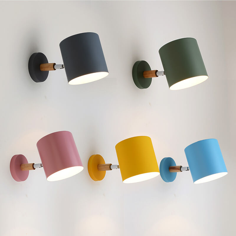 Nordic Macaron Cylinder 1-Light Wall Sconce Lamp - Rotatable Design for Modern Decor