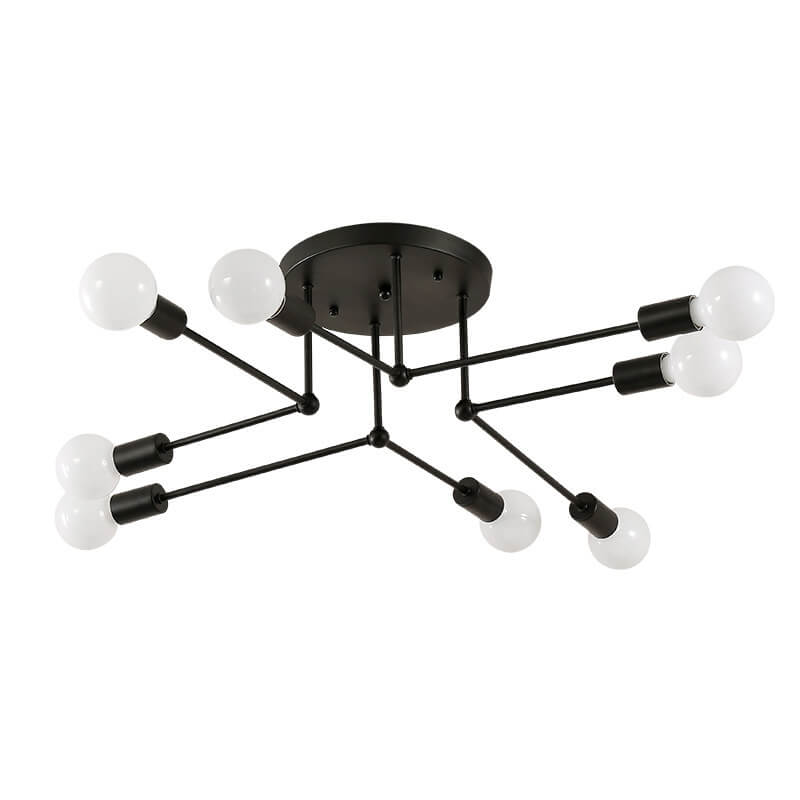 Industrial 6/8-Light Semi-Flush Mount Lighting Fixture