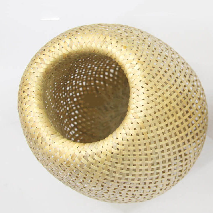 Vintage Bamboo Metal Weaving Round Pendant Light for Living Room