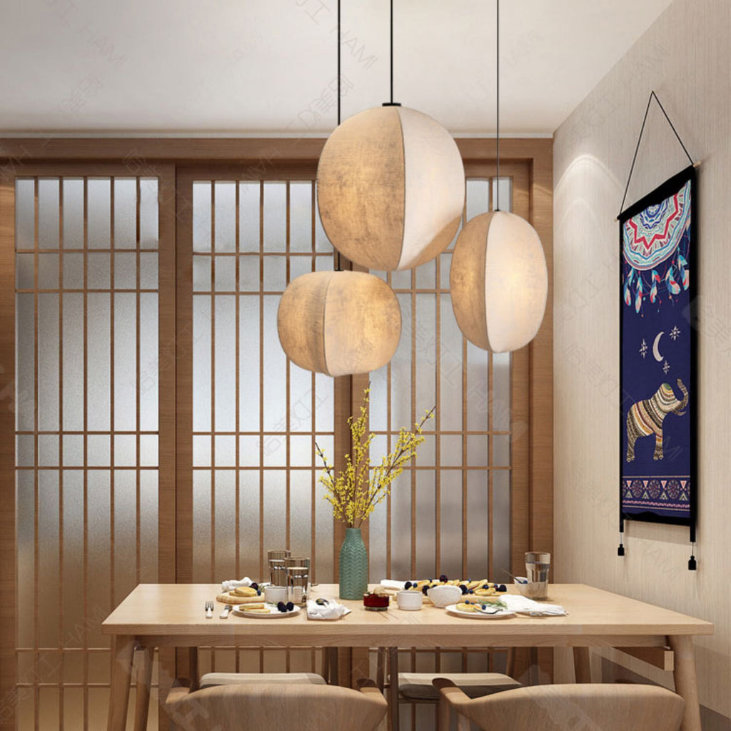 Zen Anti-Silk Lantern Pendant Light for Living Room - Traditional Japanese Design, 1-Light Fixture